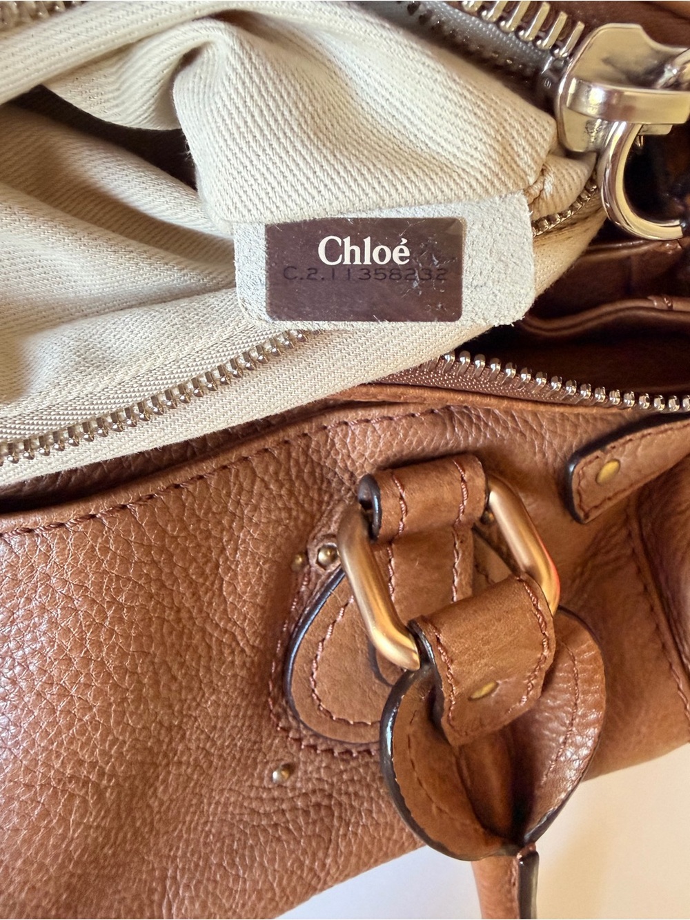Chloe Paddington Brown Leather Satchel with Gold Padlock - Picture 8 of 11